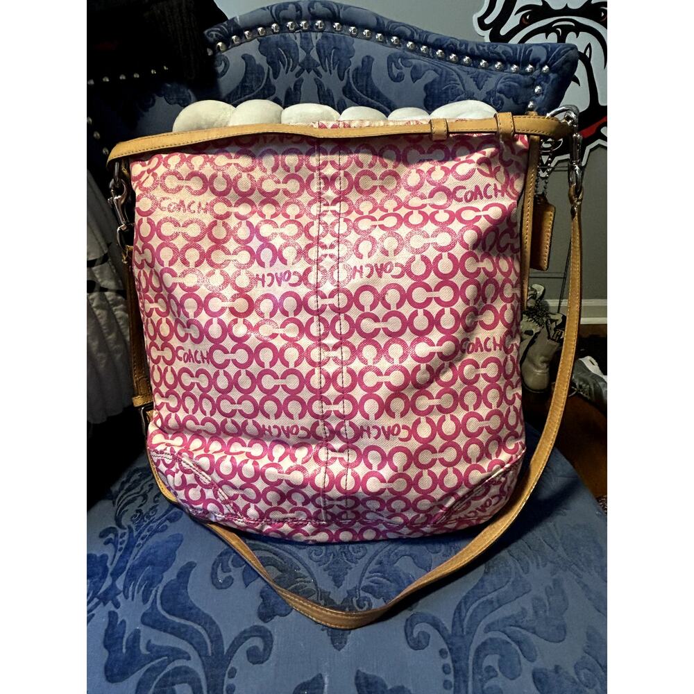 Coach Opti Logo Pink and White Satchel